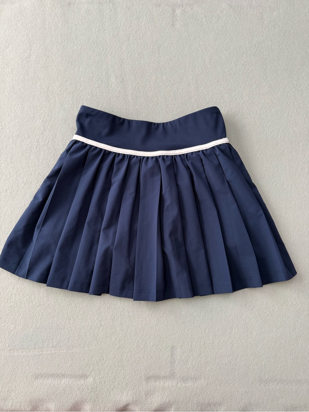 90 Degree By Reflex Navy Pleated Skirt with White Waist Piping